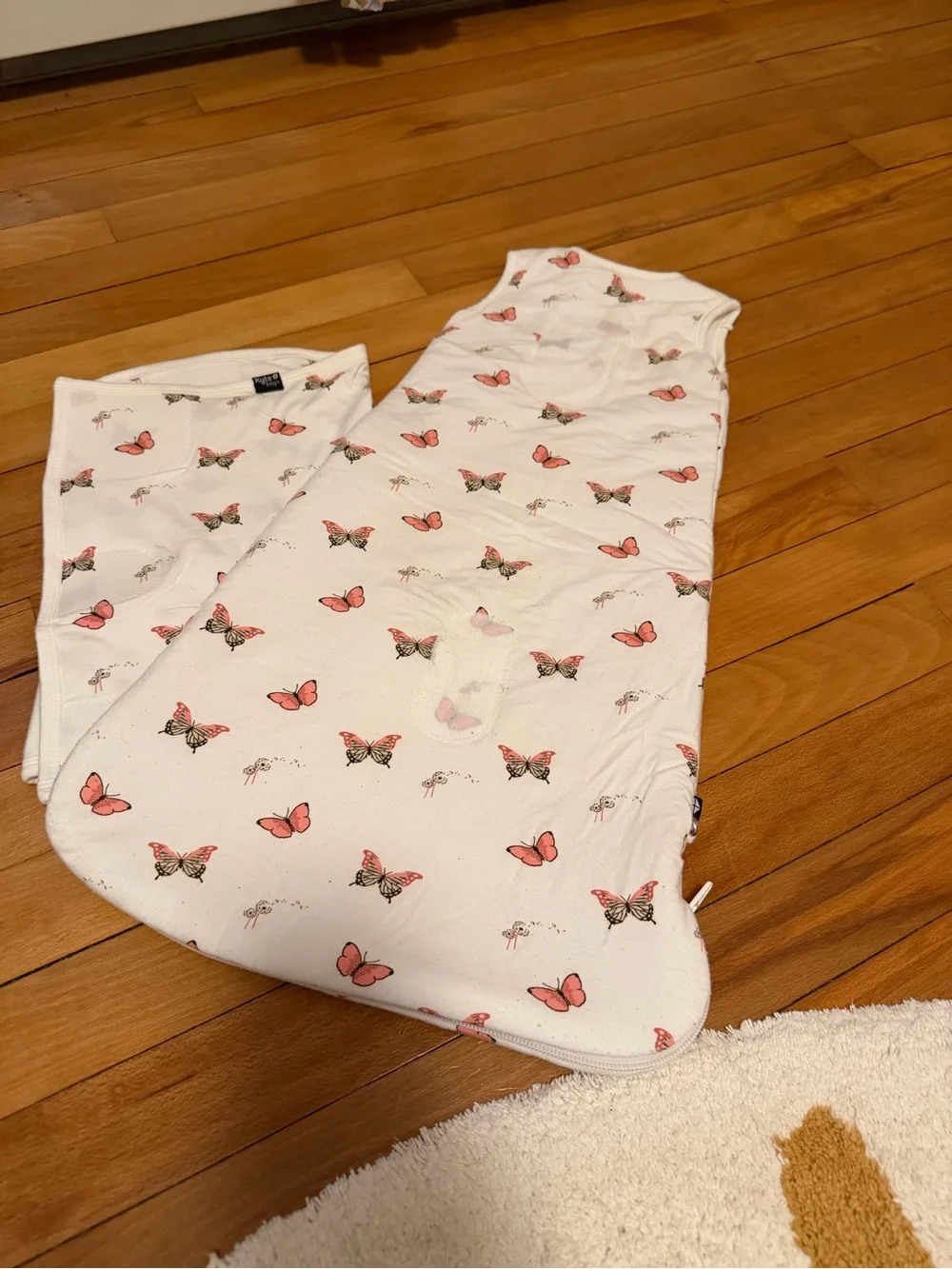 Baby White Sleep Sack with Pink Butterfly Print